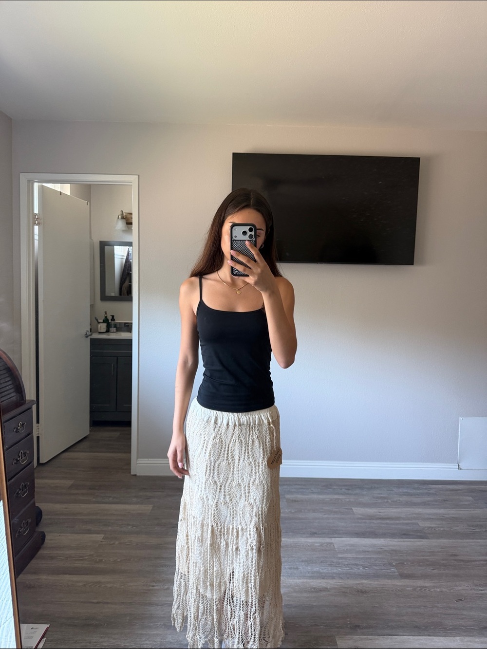 Cream Crochet Maxi Skirt